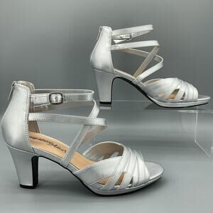 NEW Easy Street Women’s Crissa Dance Dress Heels Silver Size 9N